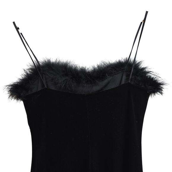 Stepping Out Vtg 90s Y2K Witchy Goth Fairy Velvet Feather Asymmetric Dress M - Picture 6 of 11